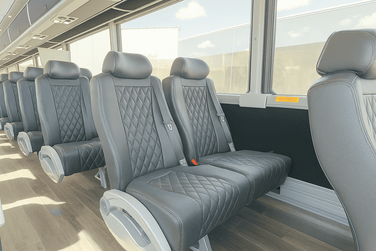 interior of Pompano Beach Coach Bus Service charter bus