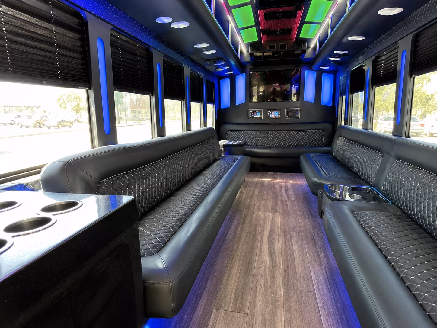 pompano beach 15 passenger party bus inside