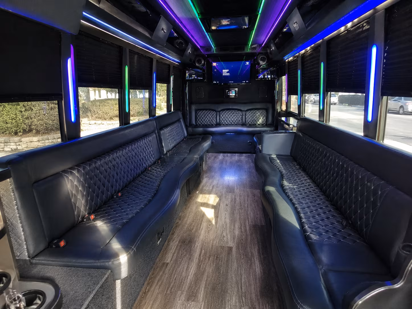 pompano beach 15 passenger party bus interior