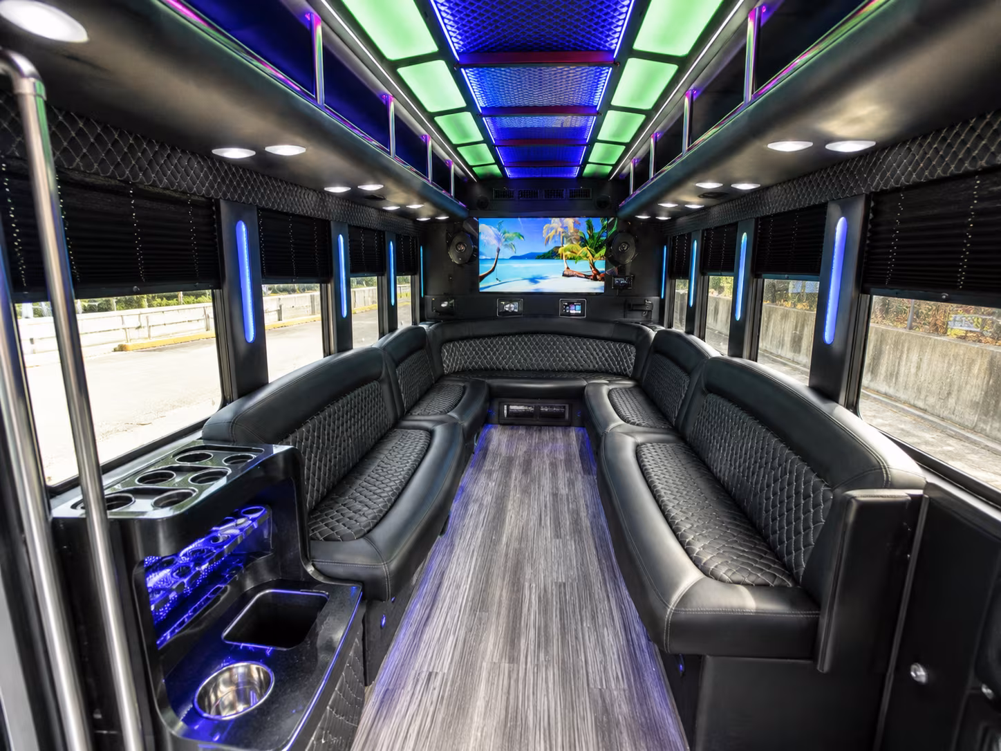 pompano beach 18 passenger party bus inside