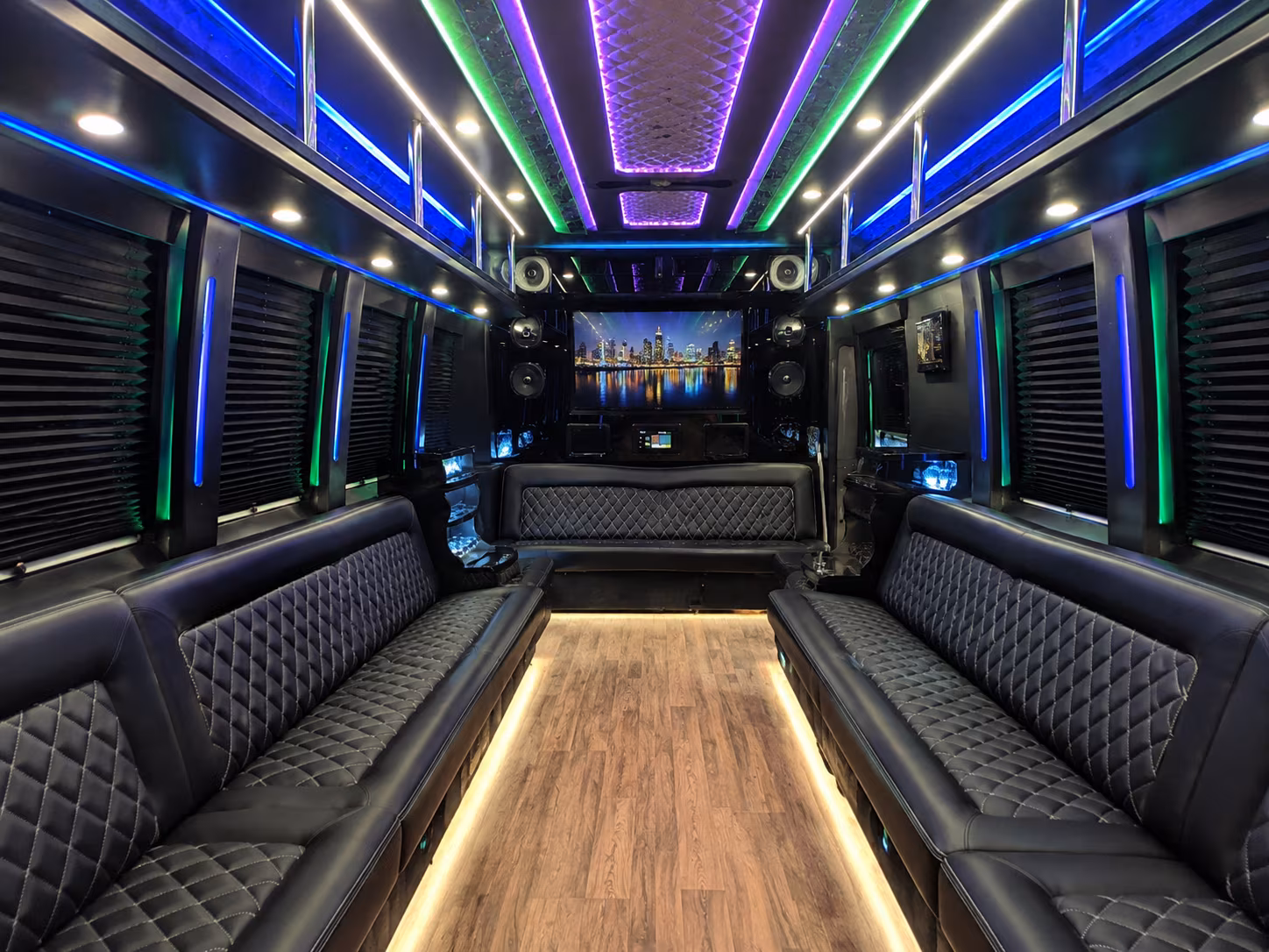pompano beach 25 passenger party bus interior